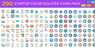 290 Startup Color Isolated Vector Icons Pack