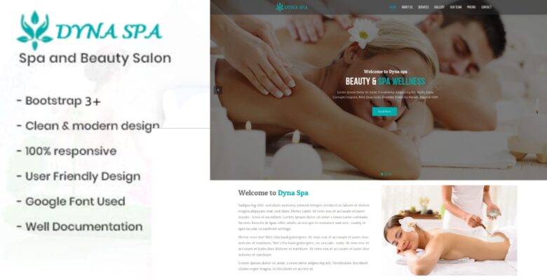 DYNA SPA – One Page Responsive Spa Template