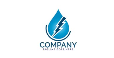 Water Drop And Lightning Bolt Logo Design