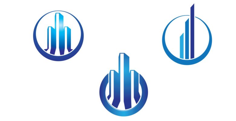 3D blue Building Logo Design template