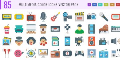 85 Multimedia Color Vector Icons Pack