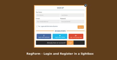 RegForm – Login And Register In A Lightbox