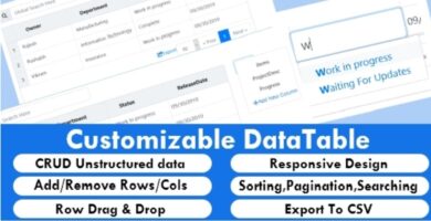 Customizable Editable Datatable jQuery