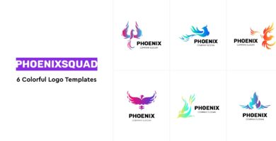 PhoenixSquad – 6 Colorful Logo Templates