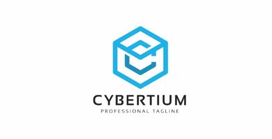 Cybertium C Letter Hexagon Logo