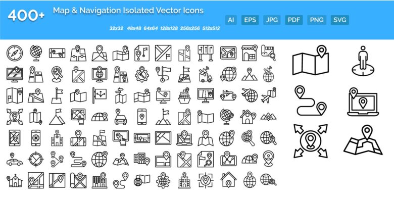 100 Map and Navigation Icons