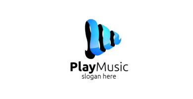 Music Logo With Note And Play Concept