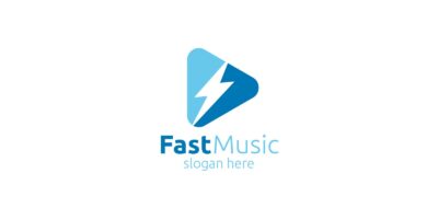 Music Logo with Fast and Play Concept