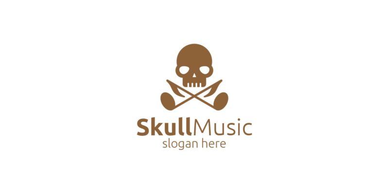 Skull Music Logo with Note and Skull Concept