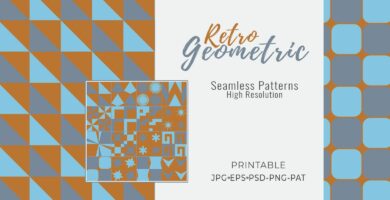 16 Retro Geometric Seamless Tile Patterns – RGB