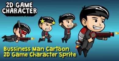 Bussiness Man Cartoon 2D Game Character Sprite