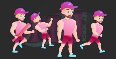 baseball Man 2D Game Character