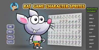 Rat 2D Game character Sprites