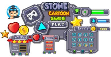 Stone Cartoon Game Ui Set  13
