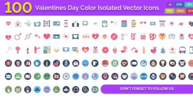 100 Valentines Day Color Isolated Vector Icons