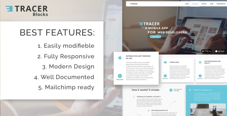 Tracer Blocks – App Landing Page HTML Template