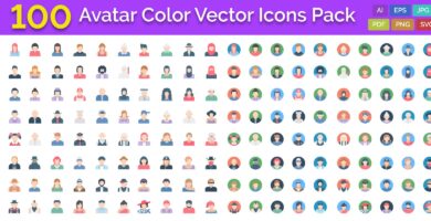 100 Avatar Color Vector Icons Pack