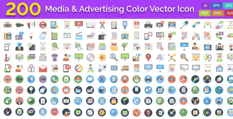200 Media And Advertising Color Vector Icon