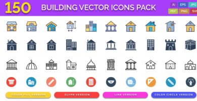 150 Buildings Vector Icons Pack