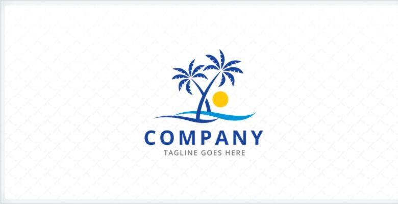 Palm Tree Beach Logo Template