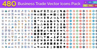 480 Business Trade Vector Icons Pack