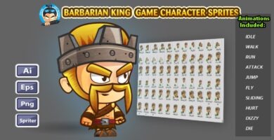 Barbarian King Game Character Sprites