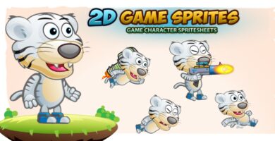 White Tiger 2D Game Character Sprites