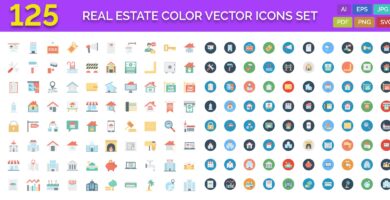 125 Real Estate Color Vector Icons Set