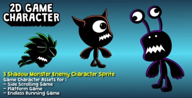 3 Shadow Enemy Monsters  2D Characters