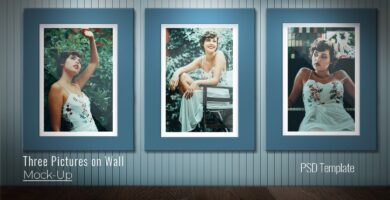 Three Pictures on Wall Mock-Up – 2 PSD Templates