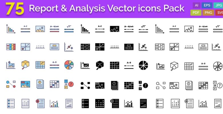 75 Report and Analysis Vector icons Pack