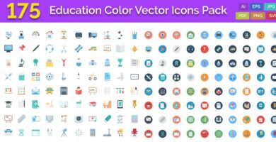 175 Education Color Vector Icons Pack