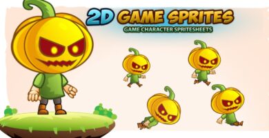 Pumpkins 2D Game Character Sprites