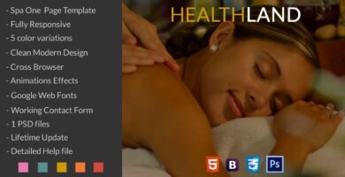 HealthLand – One Page Responsive Spa Template