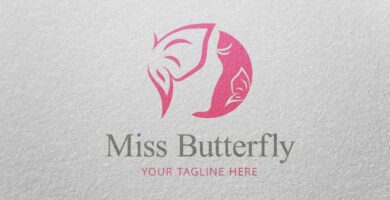 Miss Butterfly Logo Template