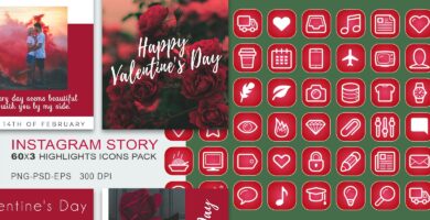 60 Valentines Day Insta-Story Icons Set