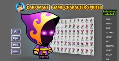 Dark Mage Game Character Sprites